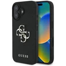 Guess - Guess Mobilskal till iPhone 16 Grained Big 4G Small Classic Logo - Svart