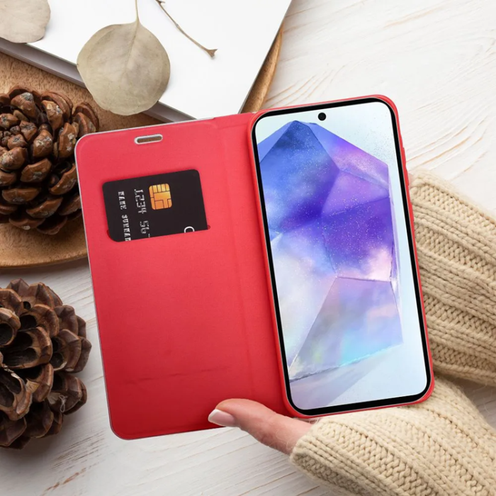 OEM - Xiaomi Redmi Note 14 5G Plånboksfodral Luna Carbon - Röd