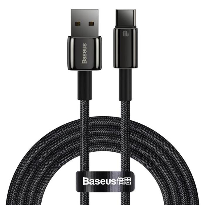 BASEUS - Baseus Tungsten USB-C till USB-A kabel 100W 2m - Svart