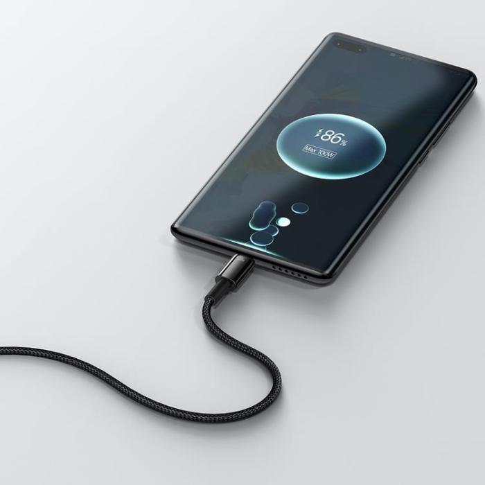 BASEUS - Baseus Tungsten USB-C till USB-A kabel 100W 2m - Svart