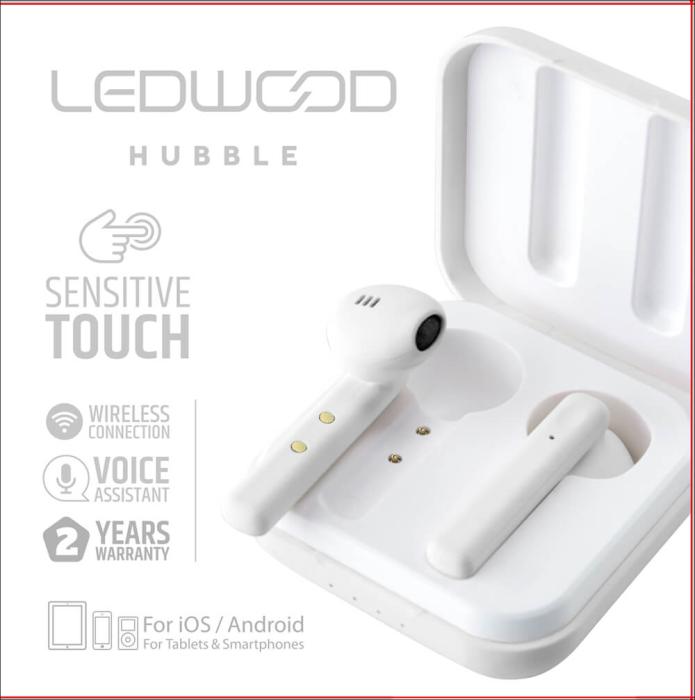 UTGATT - LEDWOOD Hörlur Hubble TWS True Wireless In-Ear Vit Mic
