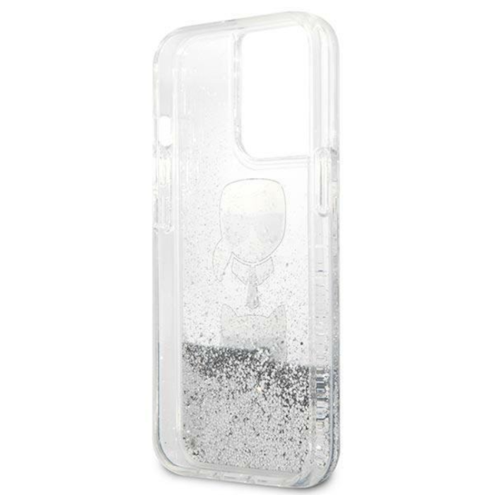 KARL LAGERFELD - Karl Lagerfeld iPhone 13 Pro/13 Skal Liquid Glitter Head - Silver