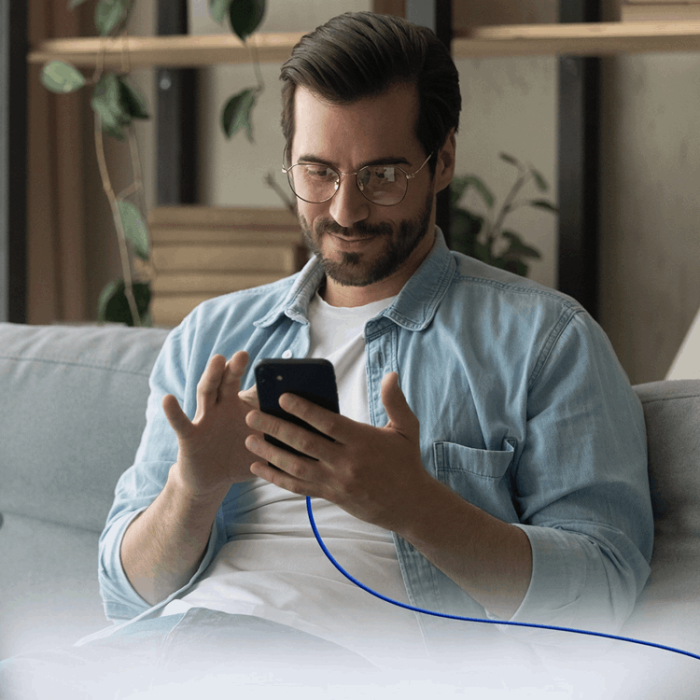 SBS - SBS USB-C - USB-C Kabel 1.5m 60W Braided - Blå