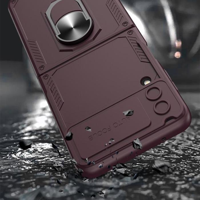 GKK - GKK Galaxy Z Flip 4 Skal Ringhållare Armor Kickstand - Svart