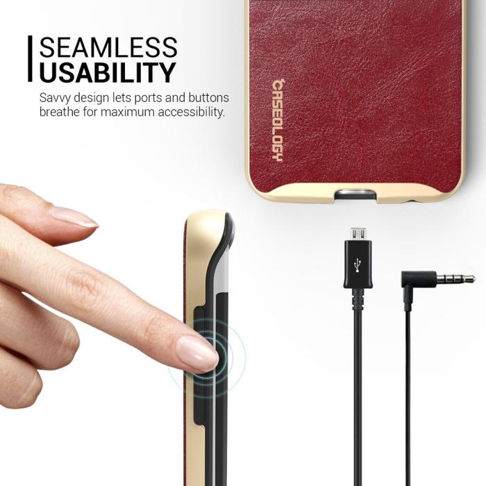 UTGATT5 - Caseology Envoy Series BaksideSkal till Samsung Galaxy S6 Edge - Röd