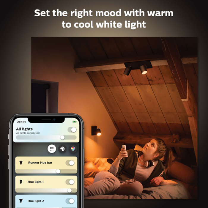 Philips - Philips Hue Runner White Ambiance 2 spot 800 lm - Svart
