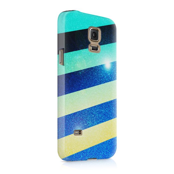 UTGATT5 - Skal till Samsung Galaxy S5 - Striped Colorful Glitter