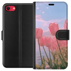 Gustaf - Pl&aring;nboksfodral till Apple iPhone 7 med Rosa Tulpaner