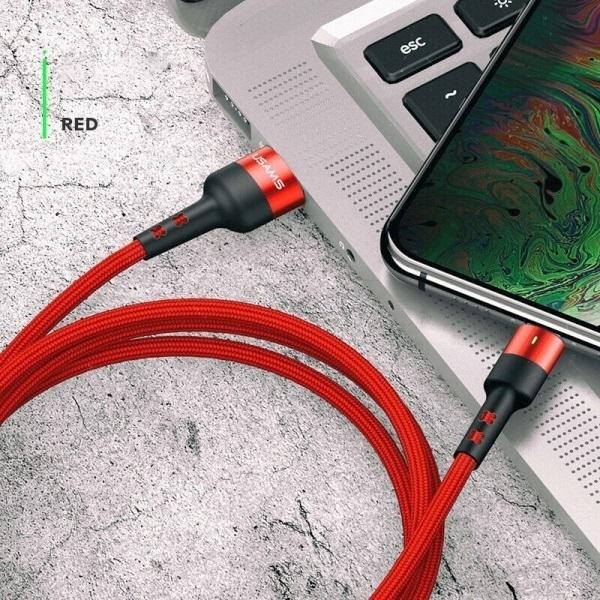 USAMS U26 Lightning Kabel flätad set 1 m SJ311IP02 - Röd