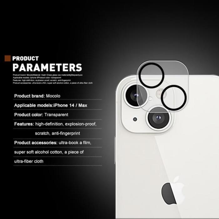 Mocolo - MOCOLO iPhone 14 Plus KameraLinsskydd i Härdat Glas 9H - Clear