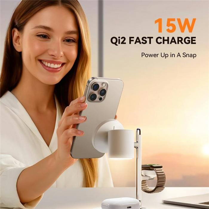 Joyroom - JOYROOM Qi2 Trådlös Laddare iPhone, Apple Watch, Airpods - JR-W23 - Vit