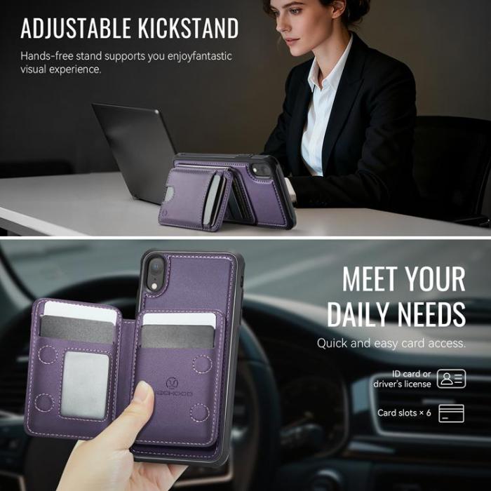 OEM - JEEHOOD Mobilskal till iPhone XR Konstläder MagSafe Fäste - Lila