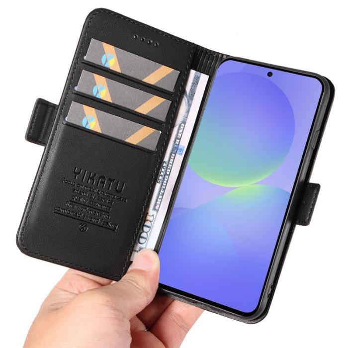 YIKATU - YIKATU Samsung Galaxy A37 Plånboksfodral Konstläder Ställ Skydd - Svart