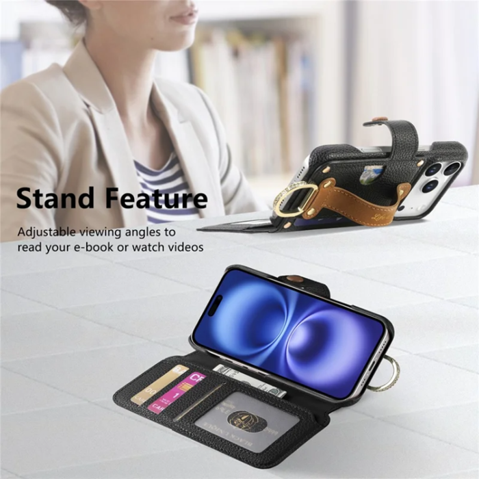 A-One Brand - iPhone 17 Pro Max Konstläder Plånboksfodral RFID-Skydd Zipper