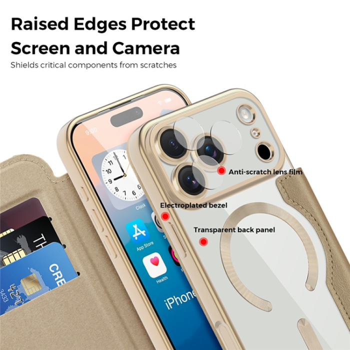 A-One Brand - iPhone 17 Pro Max Plånboksfodral Magsafe RFID Blocking - Desert Guld