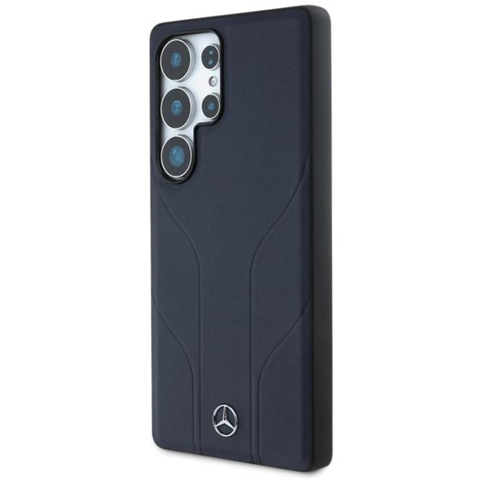 Mercedes - Mercedes Galaxy S25 Ultra Mobilskal MagSafe Läder Debossed Lines - Blå
