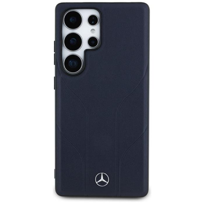 Mercedes - Mercedes Galaxy S25 Ultra Mobilskal MagSafe Läder Debossed Lines - Blå