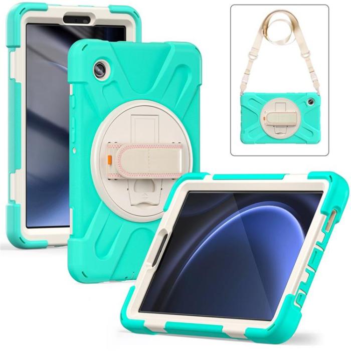 A-One Brand - Galaxy Tab A9 Skal Kickstand Handrem Med Axelrem - Mintgrön