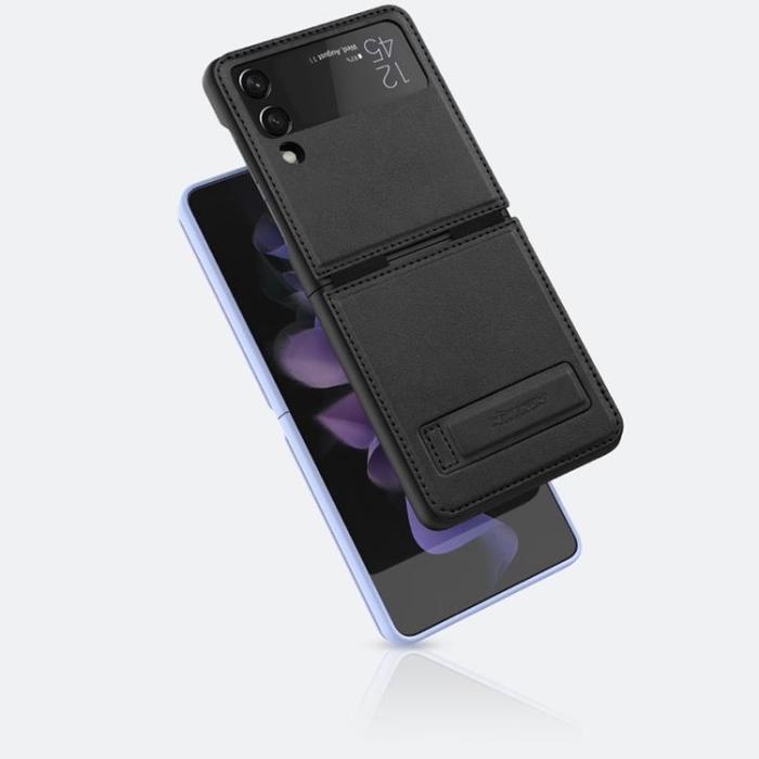 Nillkin - Nillkin Galaxy Z Flip 3 Skal Qin Läder Hölster - Svart