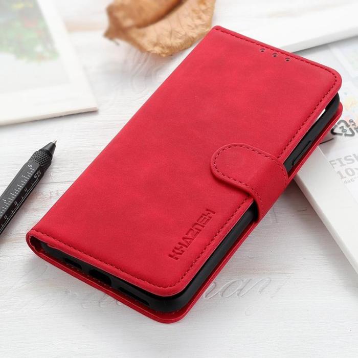 KHAZNEH - KHAZNEH Asus Zenfone 9 Plånboksfodral Retro Flip - Röd