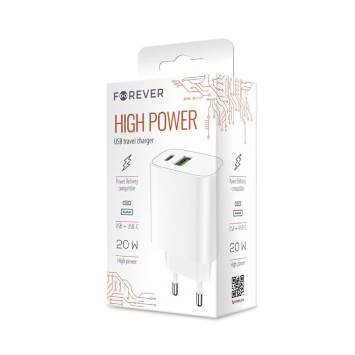 Forever - Forever Väggladdare 1xUSB QC 3.0 + 1xUSB-C PD 20W LS-04