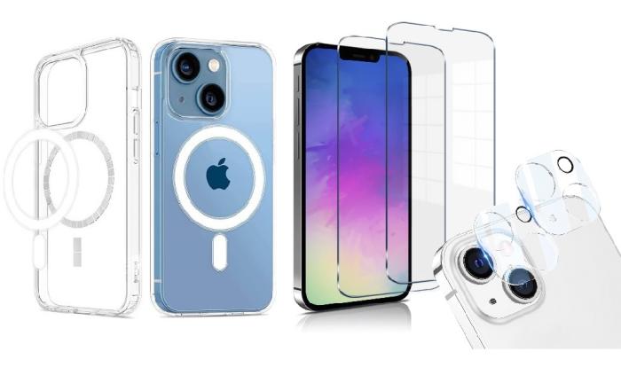 OEM - iPhone 13 Mini [5-PACK] 1 X MagSafe Skal - 2 X Kameralinsskydd - 2 X Härdat Glas