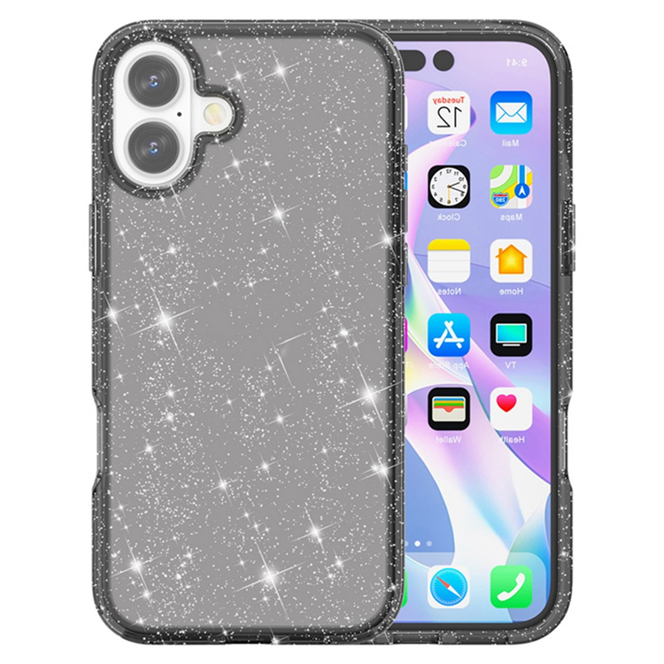 AMORUS iPhone 17 Mobilskal Shockproof - Glitter Svart | 2353 | AlltMobil