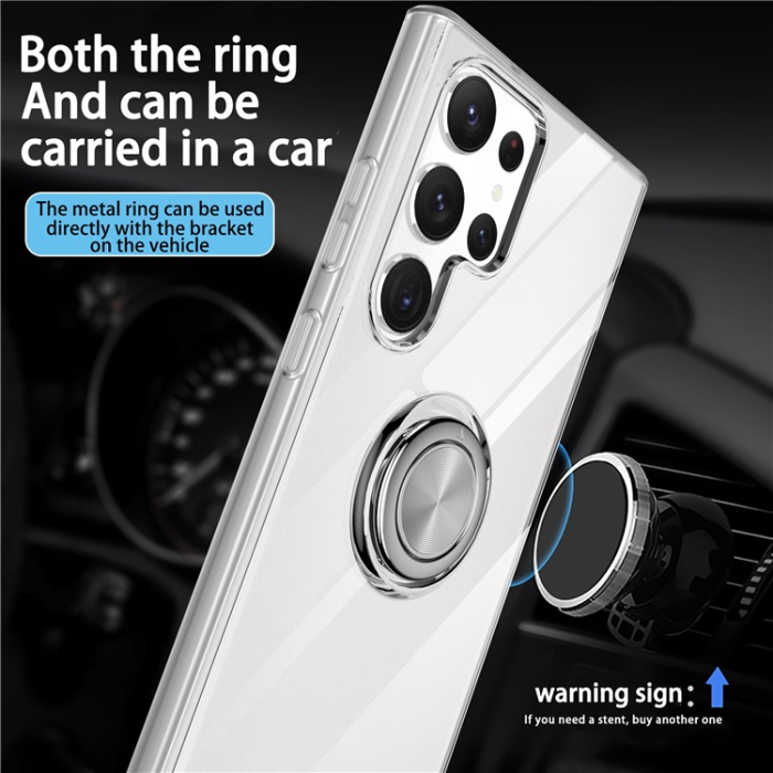A-One Brand - Galaxy S23 Ultra Skal Ringhållare Kickstand Shockproof - Clear
