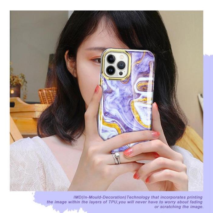 OEM - iPhone 14 Pro Max Skal 360 Marble - Lila
