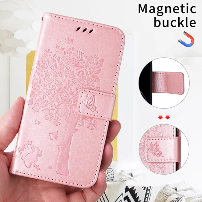 A-One Brand - iPhone 17 Air Plånboksfodral Tree Pattern - Rosa Guld