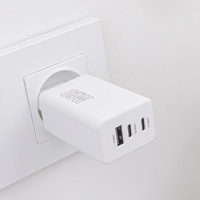 Maxlife - Maxlife Väggladdare 2x USB-C 1x USB 65W - Vit