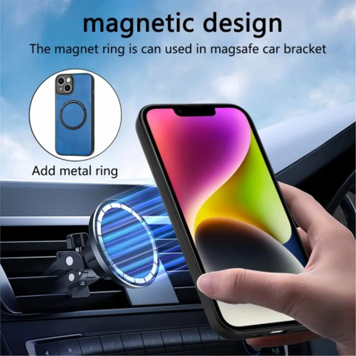 Taltech - iPhone 15 Plus Mobilskal PU-läder - Blå