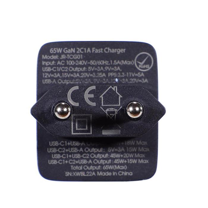 Joyroom - Joyroom Väggladdare GaN 65W USB/2x USB-C - Svart