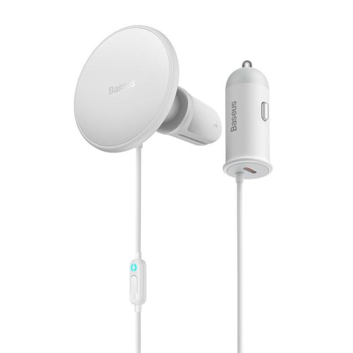 BASEUS - Baseus Magsafe Trådlös Billaddare 15W Luftventil Till Typ-C 25W - Vit