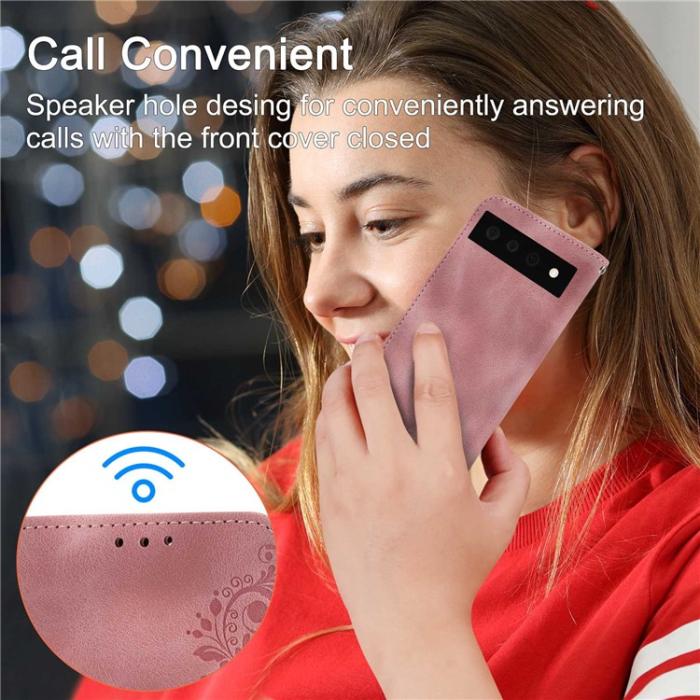 A-One Brand - Google Pixel 7 Pro Plånboksfodral Imprinted Flower - Rosa
