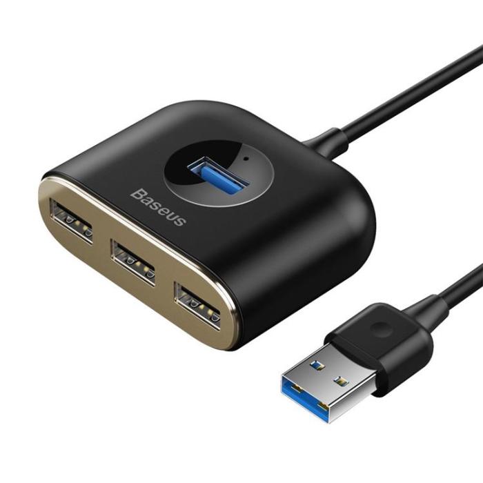 BASEUS - Baseus Square round 4 in 1 USB HUB Adapter - Svart