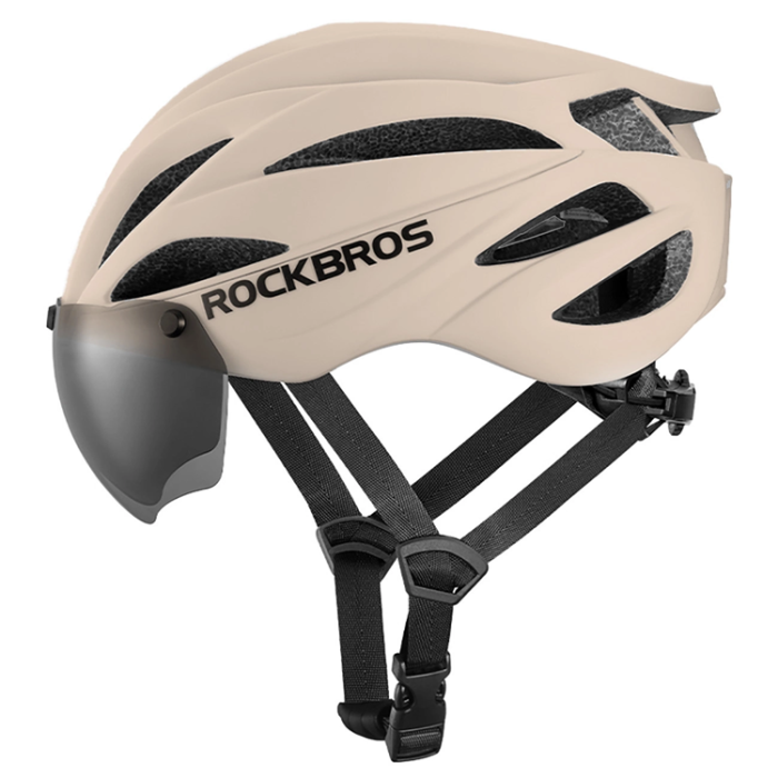 Rockbros - Rockbros Cykelhjälm Avtagbara UV-Skyddsglasögon - Brun