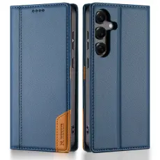 N.BEKUS - N.BEKUS P3 F&ouml;r Samsung Galaxy S26 Konstl&auml;der Pl&aring;nboksfodral RFID-Skydd - Bl&aring;