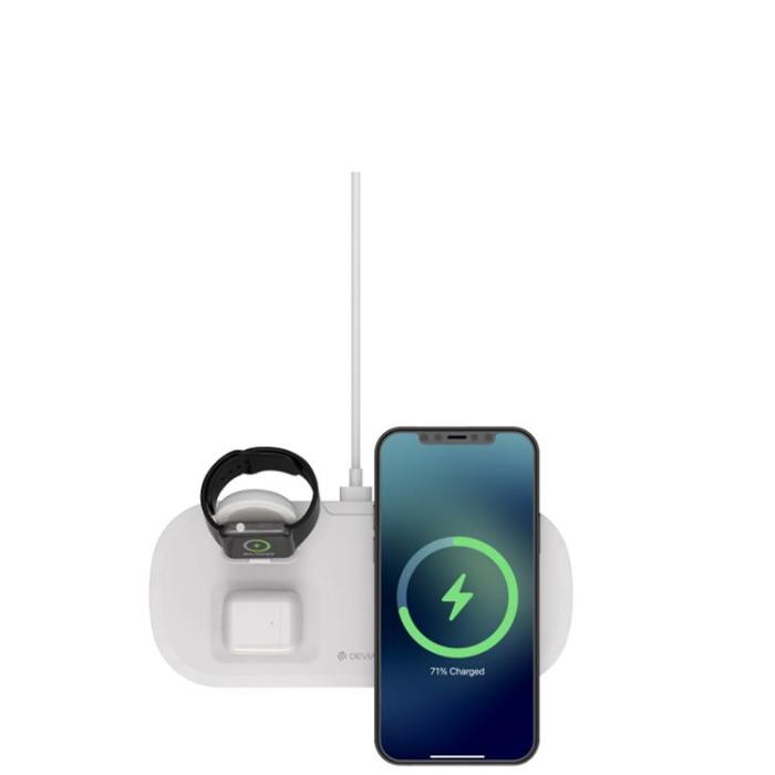 Devia - Devia 3-in-1 Trådlös Laddare 15W Universal Qi - Vit