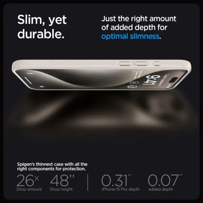 UTGATT - Spigen iPhone 15 Pro Max Mobilskal Liquid Air - Natural Titanium