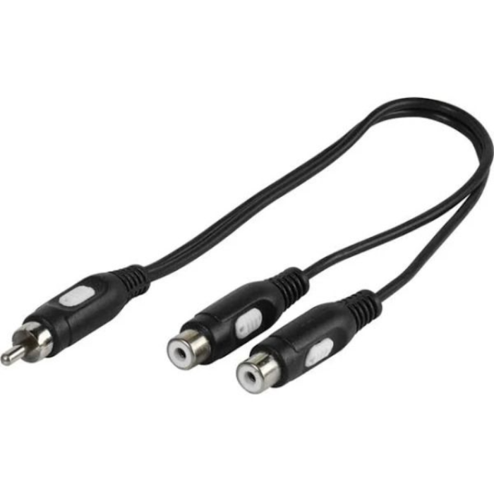 UTGATT1 - Vivanco Audio Adapter 1xRCA Hane/2xRCA Hona 0,2m - Svart