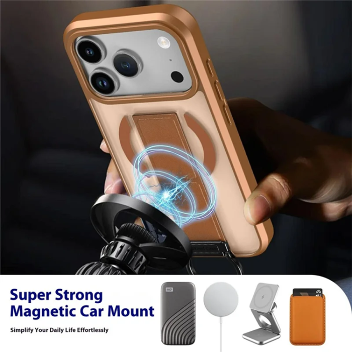 A-One Brand - iPhone 17 Pro Mobilskal Magsafe Metal D-Ring Kickstand - Khaki