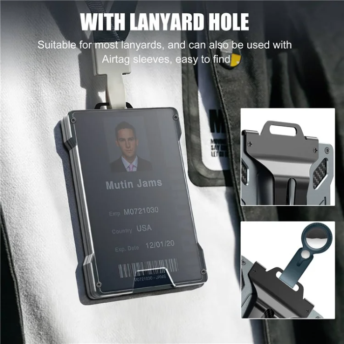 BIIGELL - BIIGELL Korthållare KB001 RFID Metall med Sedelklämma - Mörkgrå