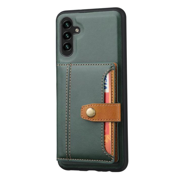OEM - Mobilfodral för Samsung Galaxy S26 Äkta läder + TPU Kickstand - Grön