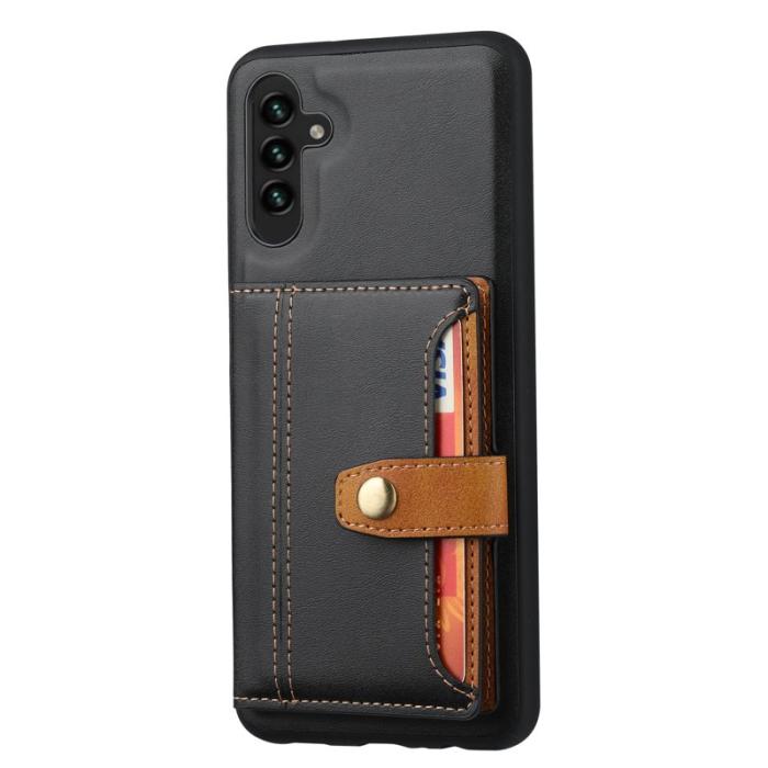 OEM - Mobilfodral för Samsung Galaxy S26 Äkta läder + TPU Kickstand - Svart