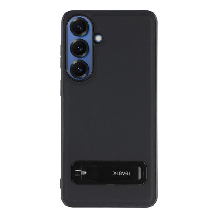 X-Level - X-Level Mobilskal för Samsung Galaxy S26 Konstläder Plast med Kickstand - Svart