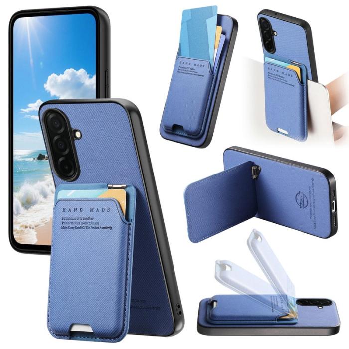 OEM - Mobilskal för Samsung Galaxy S26 Konstläder + PC + TPU med kortfack - Blå