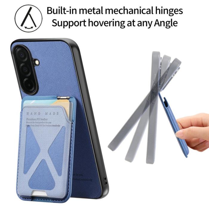 OEM - Mobilskal för Samsung Galaxy S26 Konstläder + PC + TPU med kortfack - Blå