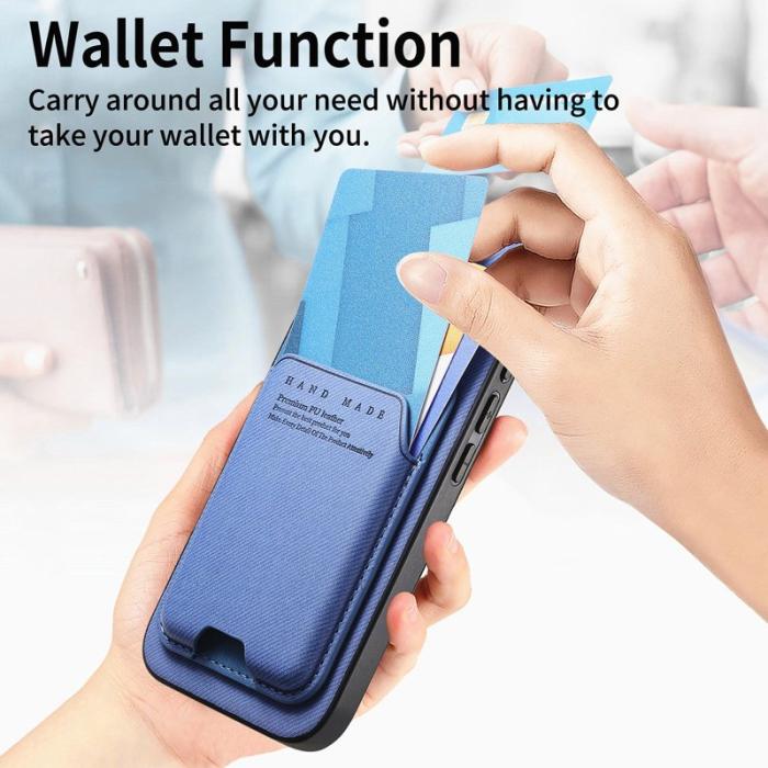 OEM - Mobilskal för Samsung Galaxy S26 Konstläder + PC + TPU med kortfack - Blå