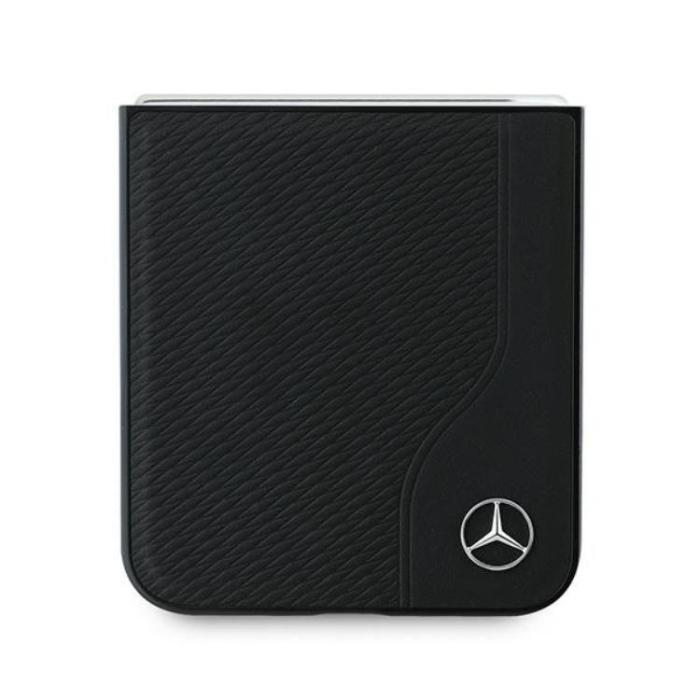 Mercedes - Mercedes Galaxy Z Flip 6 Mobilskal MagSafe Läder Wood Imitation - Svart